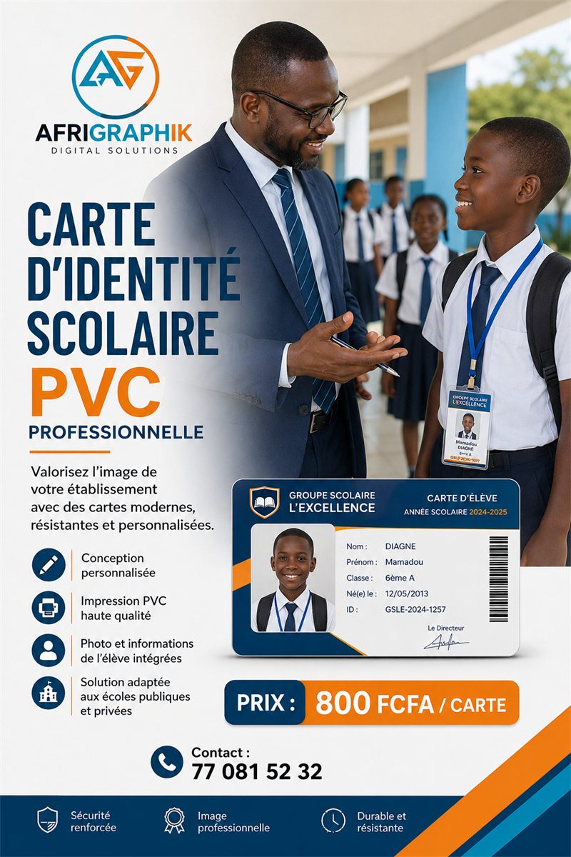 Affiche des cartes d'identité scolaires PVC